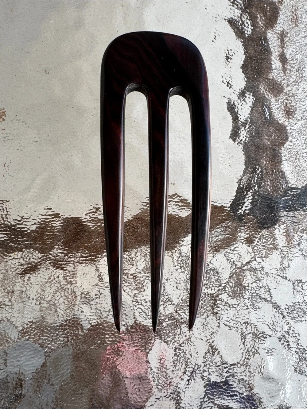 Classic Dark Brown Three-Prong Hair Fork - Women Accessories
